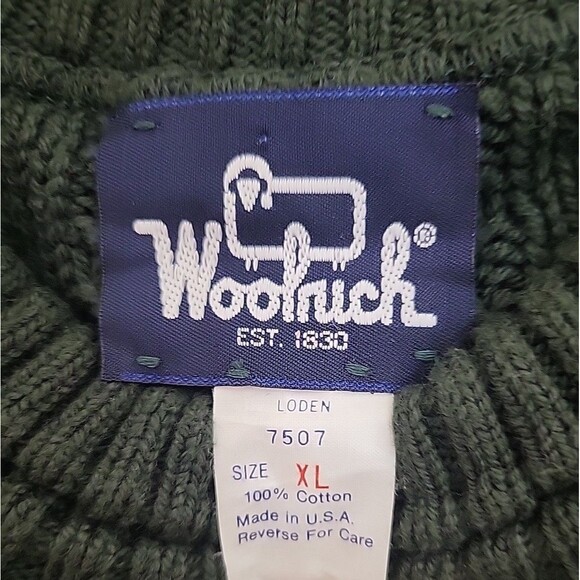 Woolrich Mens XL Cable Knit Sweater Olive Academia Grandpa Core Dad Casual - Picture 6 of 7
